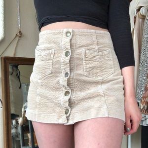 stretchy button up corduroy skirt